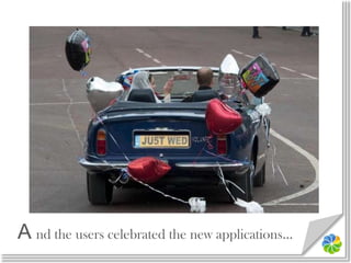 Systems of EngagementSystems of RecordCommand and controlW hich is why left-brained and right-brained services started helping each otherOpen and accessibleTransaction-orientedInteraction-orientedDocument-centricUser-centricLimited deploymentUbiquitous deploymentCentral IT-provisionedSelf-provisionedCourtesy of John Mancini – AIIM.org
