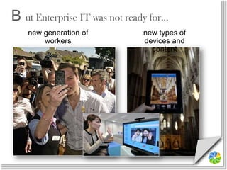 B ut Enterprise IT was not ready for…,[object Object],new generation of workers,[object Object],new types of devices and content,[object Object]