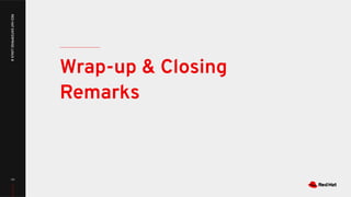 Wrap-up & Closing
Remarks
111
REDHATENTERPRISELINUX8
 