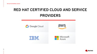 RED HAT CERTIFIED CLOUD AND SERVICE
PROVIDERS
15
RED HAT ENTERPRISE LINUX 8
 