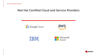 Red Hat Certified Cloud and Service Providers
17
RED HAT ENTERPRISE LINUX 8
 