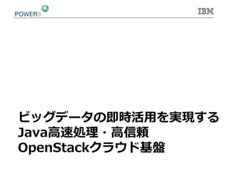 ビッグデータの即時活⽤用を実現する
Java⾼高速処理理・⾼高信頼 　
OpenStackクラウド基盤
 