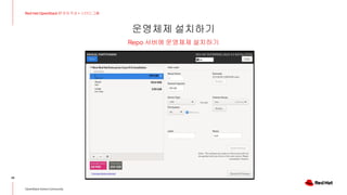 운영체제 설치하기
28
Red Hat OpenStack 17 저자 직강 + 스터디그룹
OpenStack Korea Community
Repo 서버에 운영체제 설치하기
 