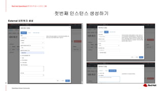 첫번째 인스턴스 생성하기
6
Red Hat OpenStack 17 저자 직강 + 스터디그룹
OpenStack Korea Community
External 네트워크 생성
 