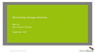 Maximizing storage solutions
Red Hat
Key research findings
September 2017
Red Hat - key research findings1
 