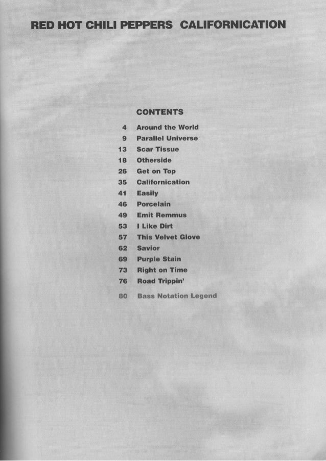 Red Hot Chili Peppers Songbook Of Californication Bass