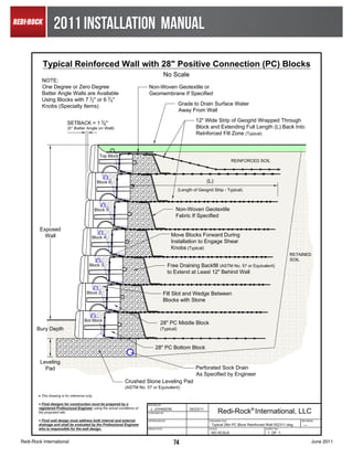 2011 INSTALLATION MANUAL




Redi-Rock International           74      June 2011
 