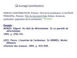 2. La liste en fin de rapportDocuments entiers (version papier) ouvrage