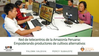 Red de telecentros de la Amazonía Peruana:
Empoderando productores de cultivos alternativos
PALOMA VALDIVIA PERCY SUBAUSTE
 