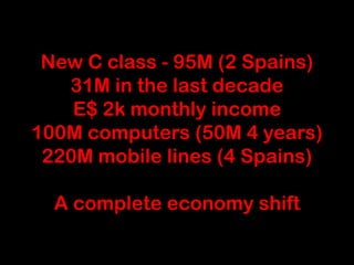 New C class - 95M (2 Spains)
   31M in the last decade
    E$ 2k monthly income
100M computers (50M 4 years)
 220M mobile ...