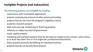 Ineligible Projects (not exhaustive)
The following projects are ineligible for funding :
• submissions with incomplete app...
