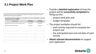 3.1 Project Work Plan
32
• Provide a detailed explanation of how the
project will be successfully completed by
filling out...