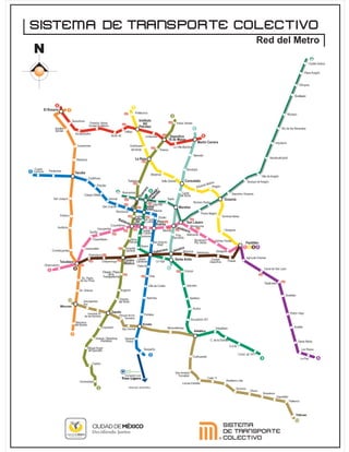Mapa de red de metro df mexico 