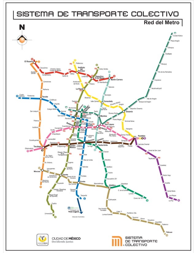 Mapa de red de metro df mexico