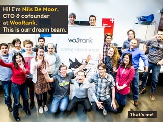 Text 3
Text2
Text1
Hi! I’m Nils De Moor,
CTO & cofounder
at WooRank.
This is our dream team.
That’s me!
 