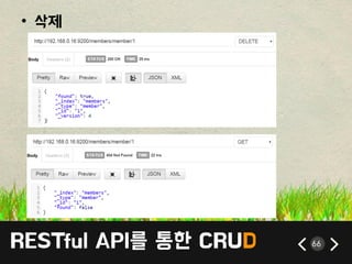 RESTful API를 통한 CRUD 66
• 삭제
 