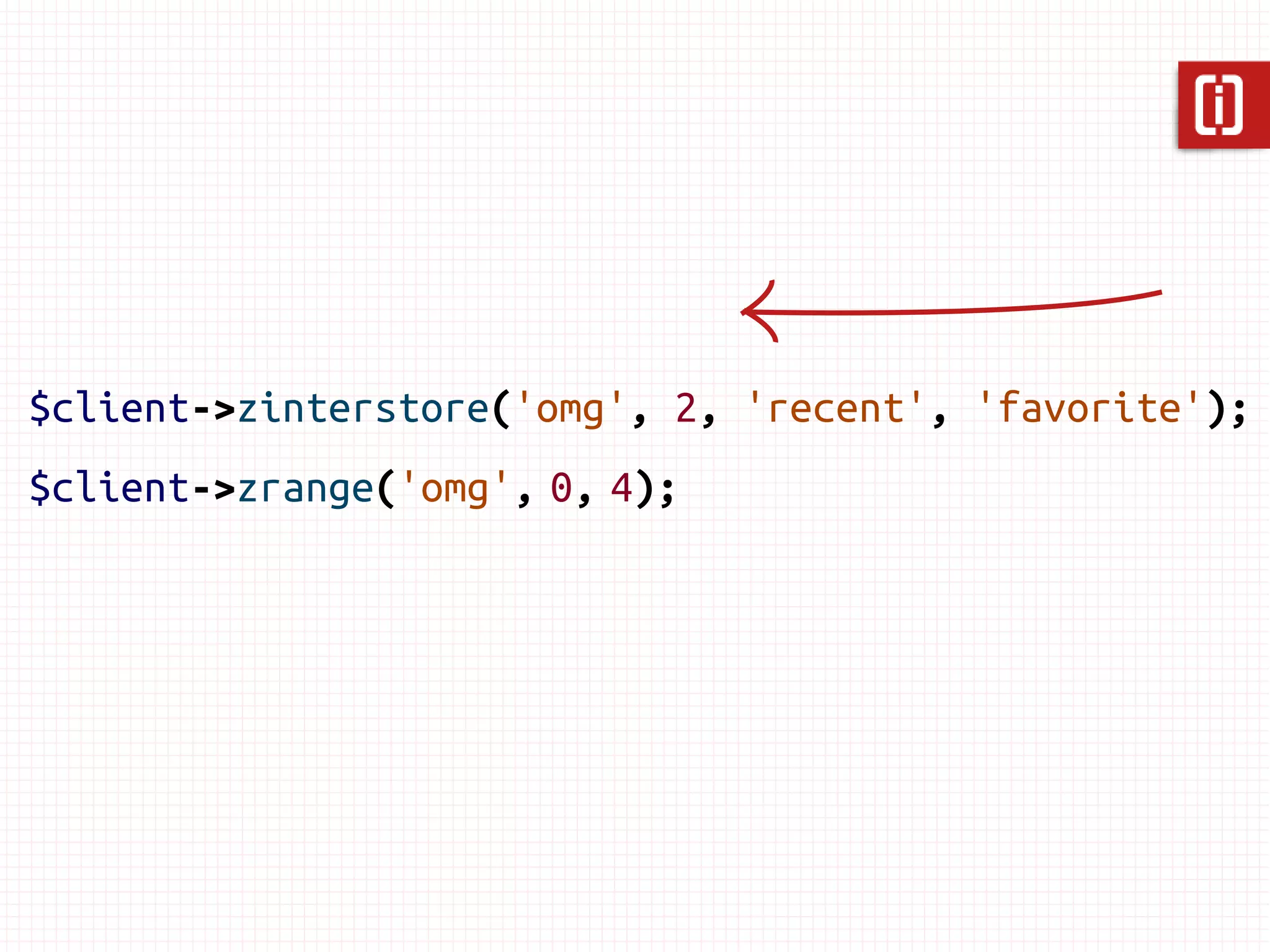 $client->zrevrange('recent', 0, 2);

array(3) {
    [0]=> string(8) "/p/first"
    [1]=> string(9) "/p/fourth"
    [2]=> string(8) "/p/third"
}
 