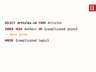 SELECT * FROM Articles
INNER JOIN Authors ON (complicated joins)
-- More joins
WHERE Articles.id IN (1, 2, 3)
 