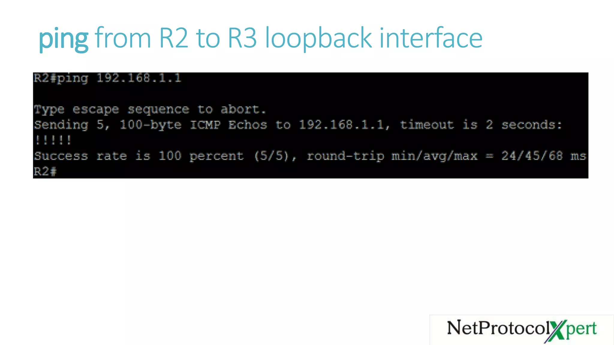 ping from R2 to R3 loopback interface
 