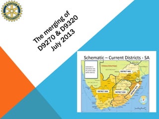 Schematic – Current Districts - SA
Schematic is
illustrative only
of current clubs
                                          DISTRICT 9400
within districts




                    DISTRICT 9350   DISTRICT 9320
 