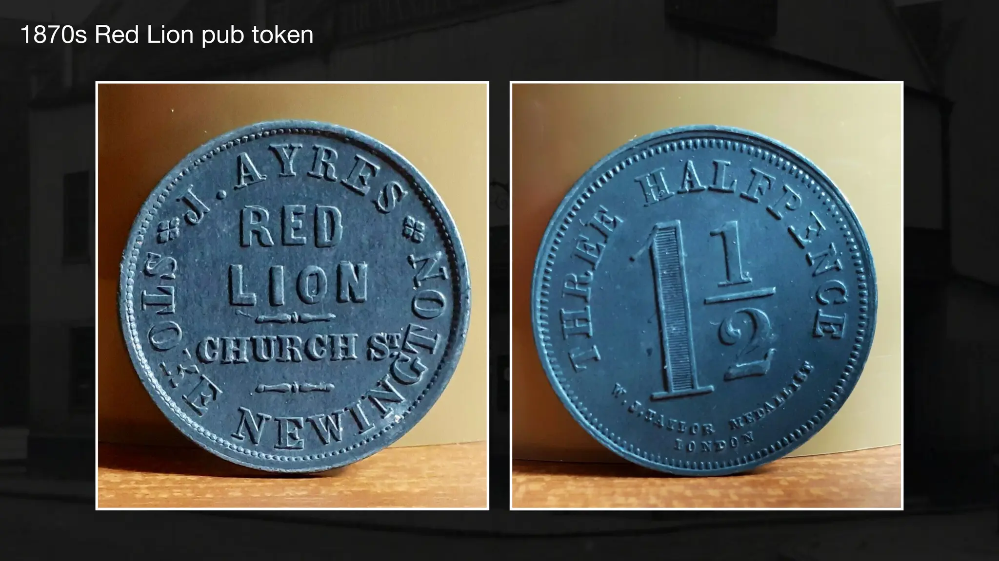 1870s Red Lion pub token
 