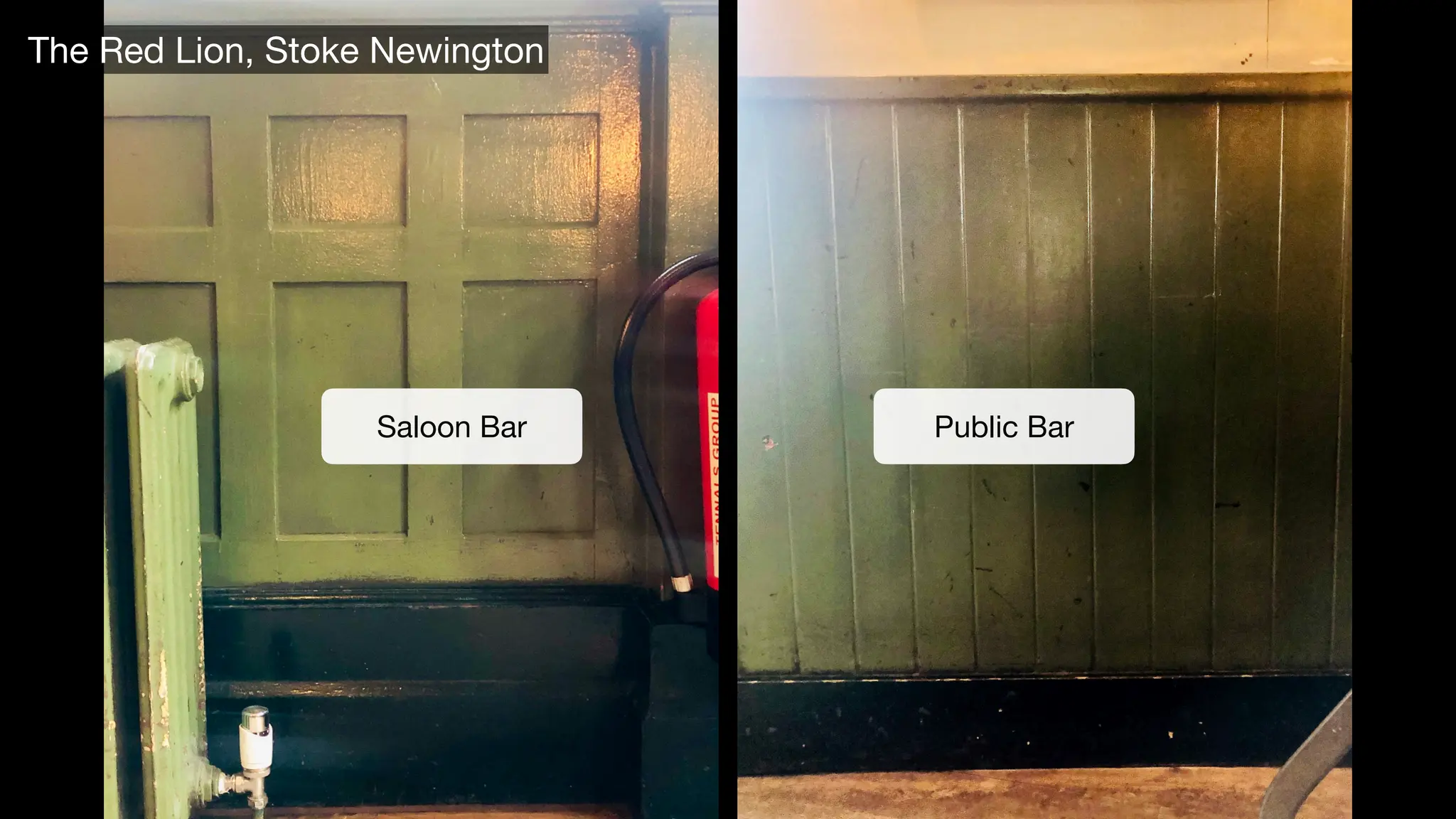 Saloon Bar Public Bar
The Red Lion, Stoke Newington
 