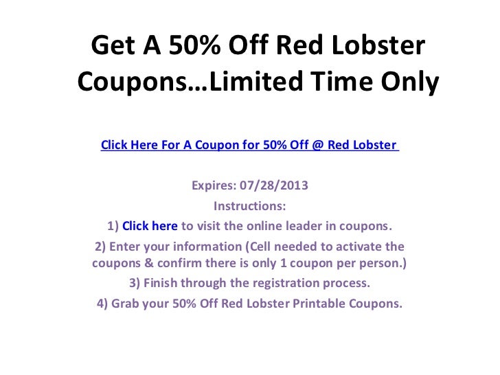Red Lobster Coupons 50 Off Printable Coupons Codes