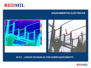 REDMIL
                                                 EQUIPAMENTOS ELÉCTRICOS

FLIR Systems


                                  40.0 °C




                                            30




                                            20




                                            10




                                  2.9




               60 KV – JUNÇÃO DE MAXILAS COM SOBREAQUECIMENTO


                                                                  REDMIL
 
