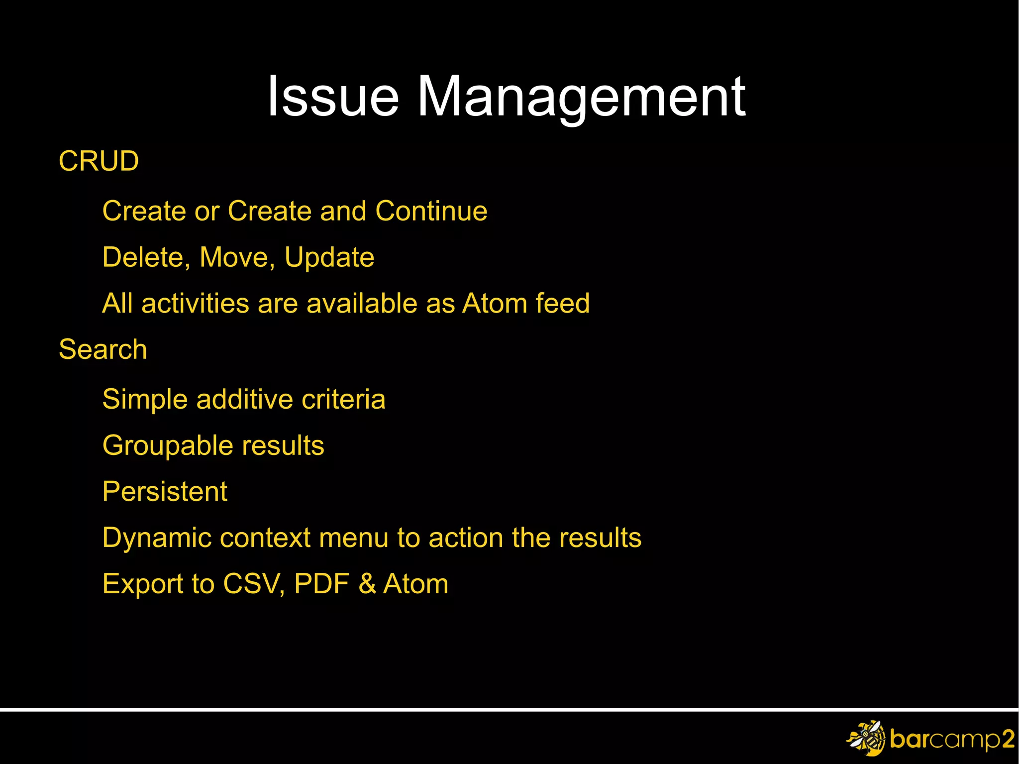 Per project Wiki & Forums Time tracking 