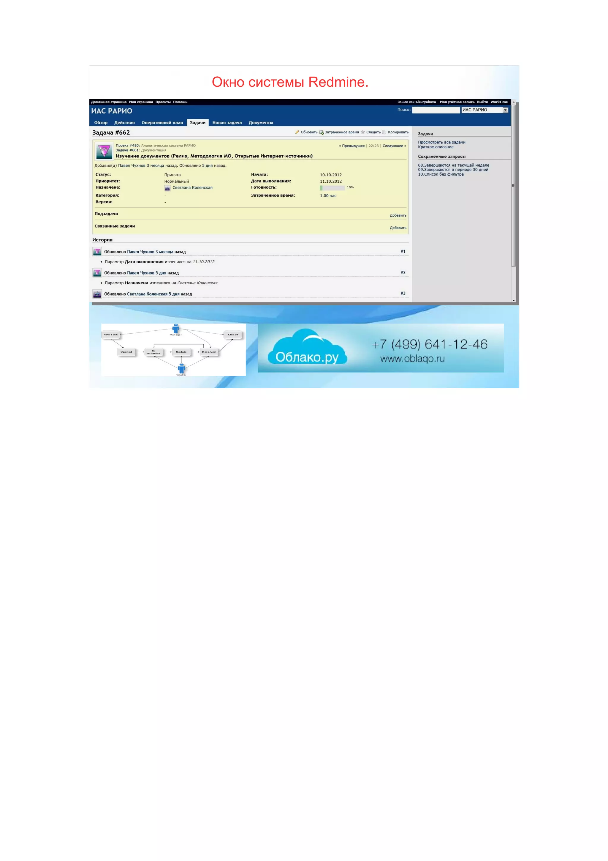 Окно системы Redmine.
 