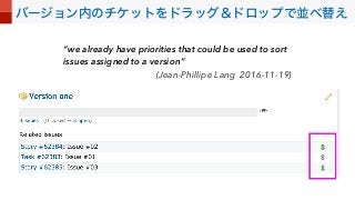 “we already have priorities that could be used to sort
issues assigned to a version”
(Jean-Phillipe Lang 2016-11-19)
 