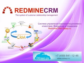 Система управления взаимоотношениями с
клиентами. Внедрение и поддержка
RedmineCRM.Obaqo.ru
REDMINECRMThe system of customer relationship management
 