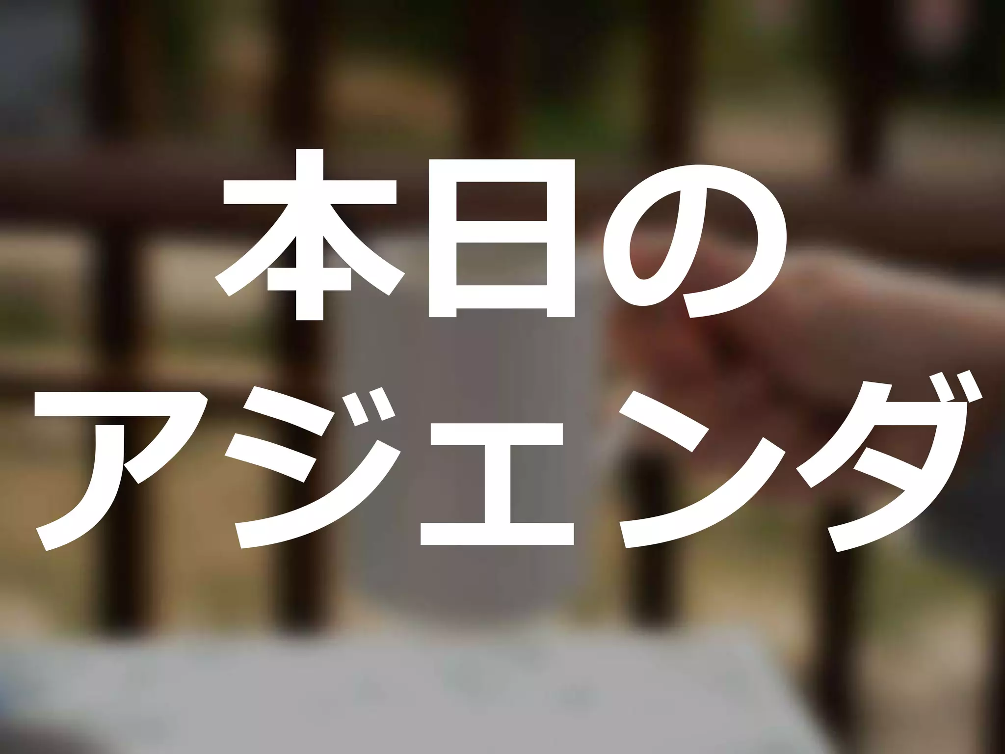 本日の
アジェンダ
 