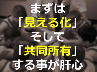 まずは
「見える化」
そして
「共同所有」
する事が肝心
 