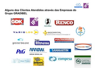 Alguns dos Clientes Atendidos através das Empresas do   Grupo GRADIBEL 