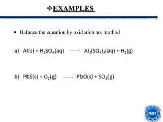 15
EXAMPLES
 Balance the equation by oxidation no. method
 
