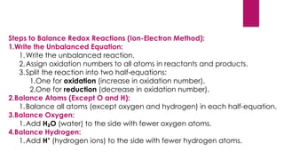 Science 1- Redox Reactions and Balancing Techniques | PPTX