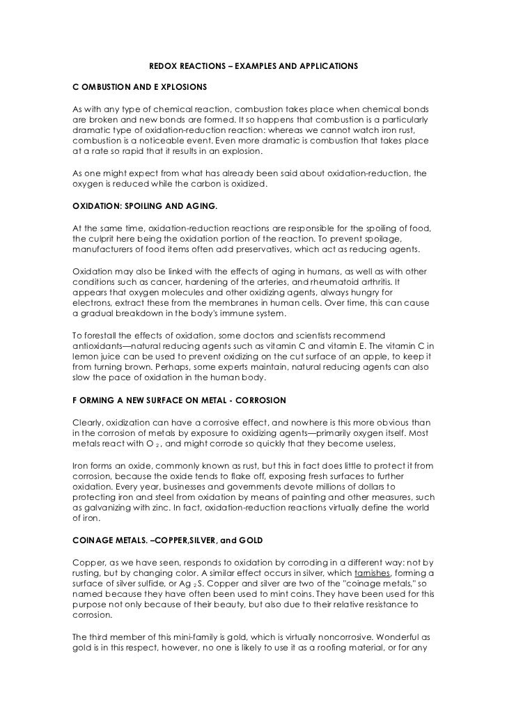Redox Reactions Everyday Examples