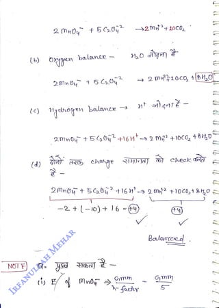 NOT E)
<br>
(d)
<br>
2 MnO +5C2O,
<br>
balonee
<br>
-2,
<br>
92 M+10CO,
<br>
2 m10c0 +|6H,0
<br>
Gmm
<br>
2MnOy+5G0y+16H2 M² +10C0,
t0
<br>
-2+(-I0) +6 -t9)
<br>
nt gr
<br>
Check
<br>
Bolanced
<br>
 