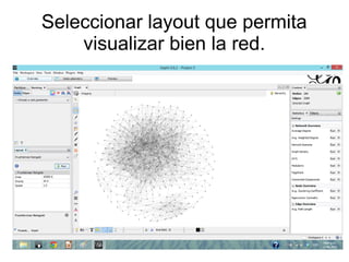 Seleccionar layout que permita
visualizar bien la red.
 