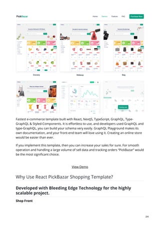 PickBazar Best React GraphQL ECommerce Template | PDF