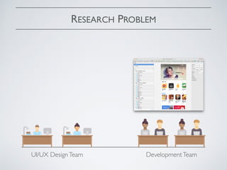 RESEARCH PROBLEM
UI/UX DesignTeam DevelopmentTeam
 
