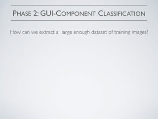 PHASE 2: GUI-COMPONENT CLASSIFICATION
How can we extract a large enough dataset of training images?
 