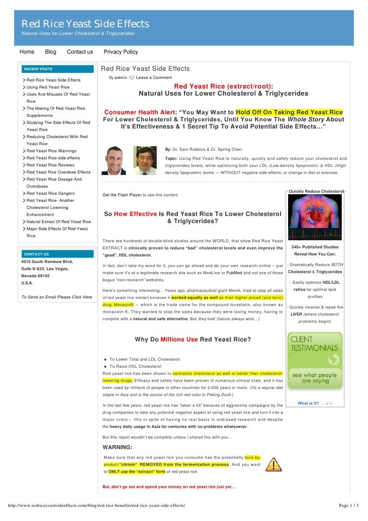 Red rice yeast side effects