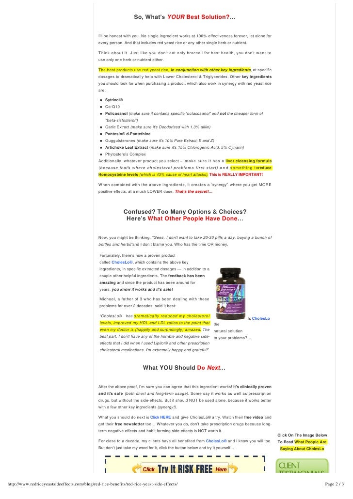 Red rice yeast side effects