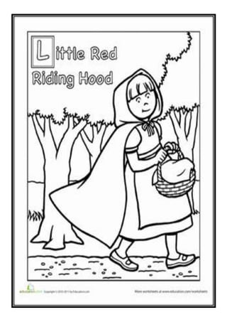 Red riding hood colouring sheet