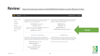 Review: https://console.aws.amazon.com/redshift/home?region=us-east-1#launch-cluster: 
12/6/2014 17 
Review 
 