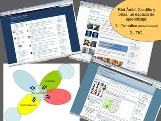 Red Àmbit Científic y otras, un espacio de aprendizaje: 1.- Temático  (Redes/ Grupos) 2.- TIC  
