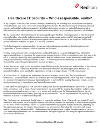 Healthcare IT Security - Who's responsible, really?