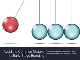 Avoid the Common Mistake
of Early-Stage Branding
The Fundamental Questions and New
Digital Framework to Deﬁne Your Brand.
 